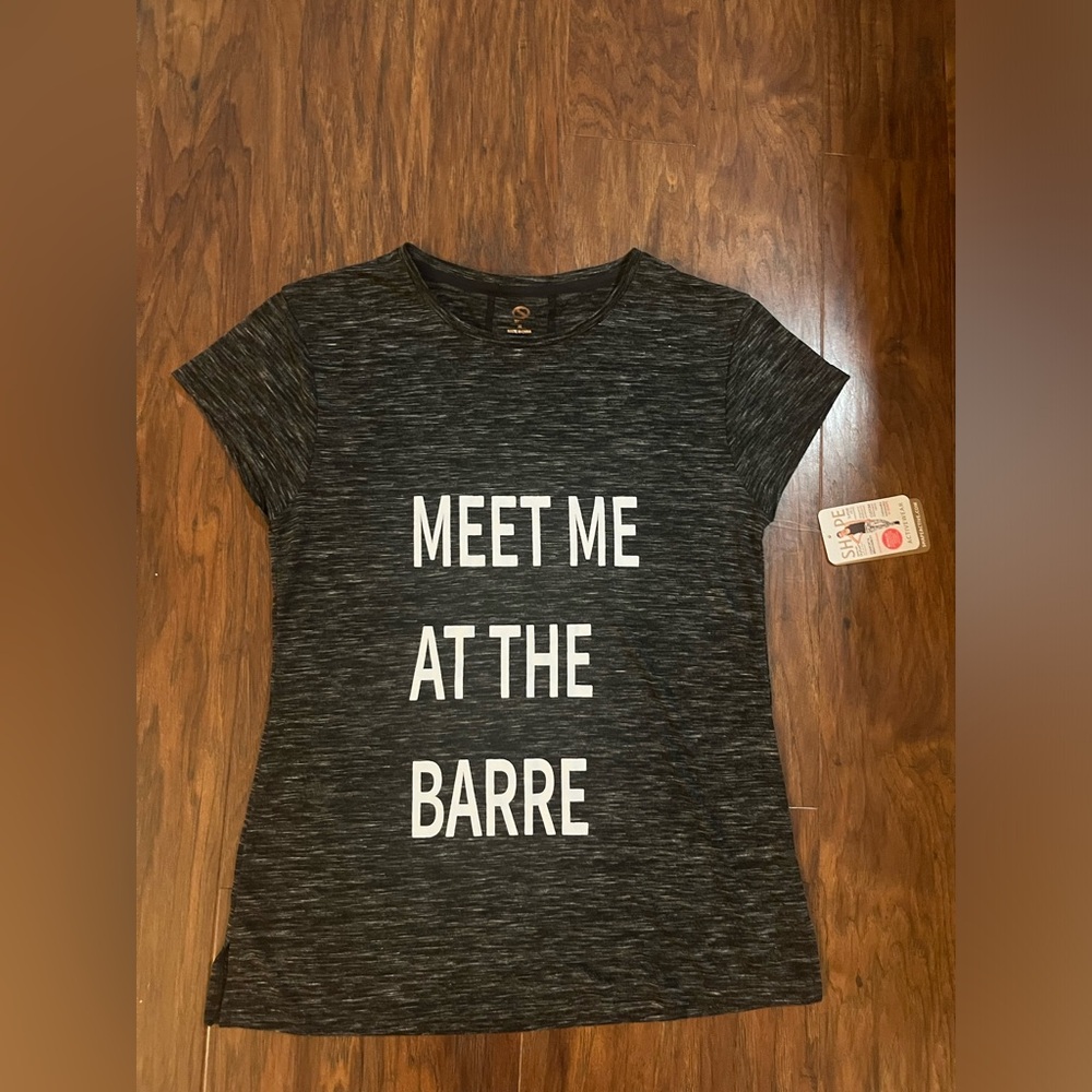NWT Shape “Meet Me At The Barre” Dancer’s Tee - Heathered Black - Sz Medium